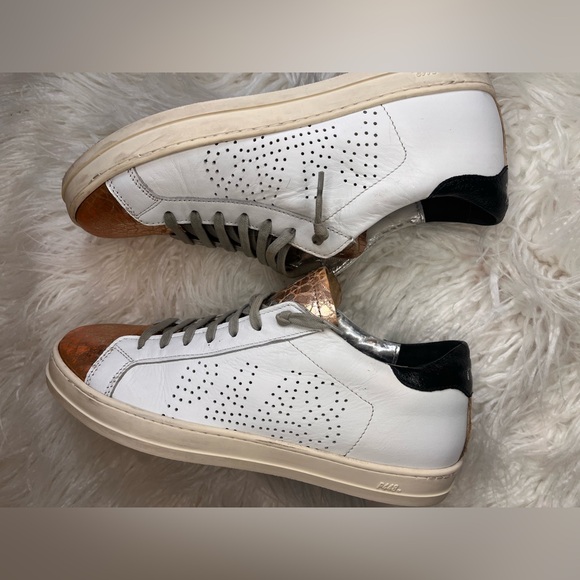 P448 Men's Metallic Rose and White Athletic Shoes - Picture 5 of 8